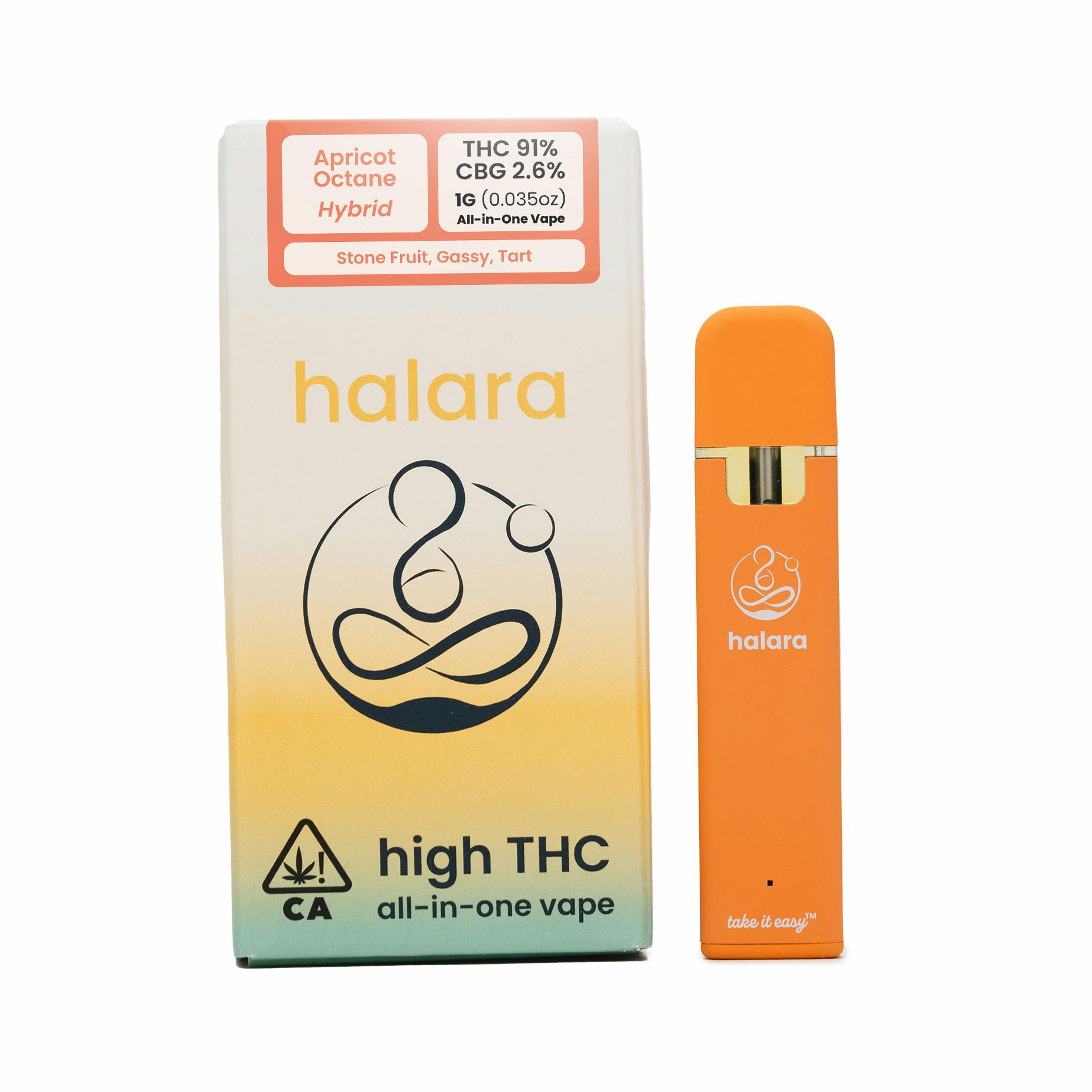 Photograph of Product: Halara High THC AIO 1g - Apricot Octane (H)