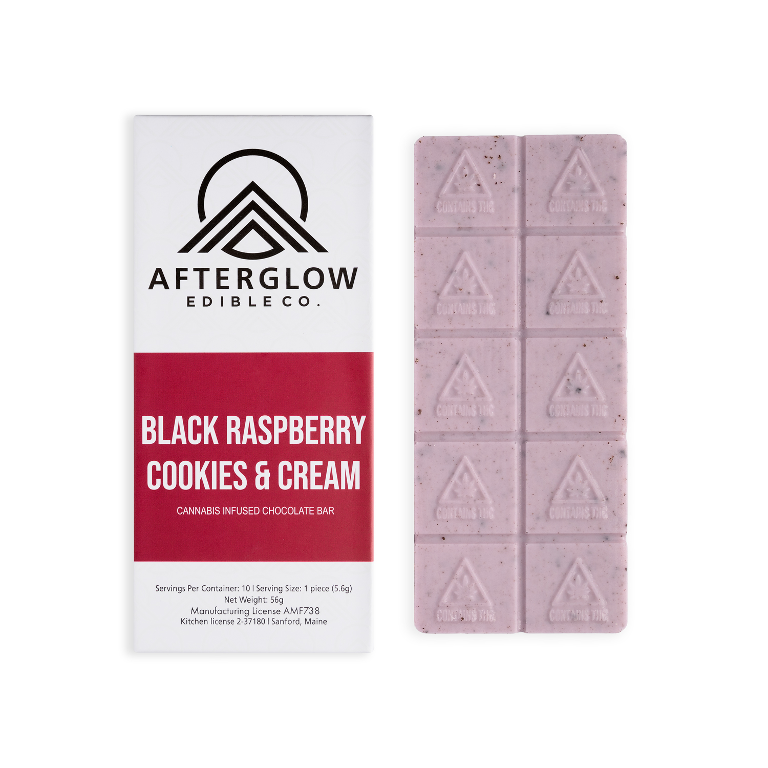 Photograph of product: Afterglow - Black Raspberry Cookies & Cream Bar 100mg