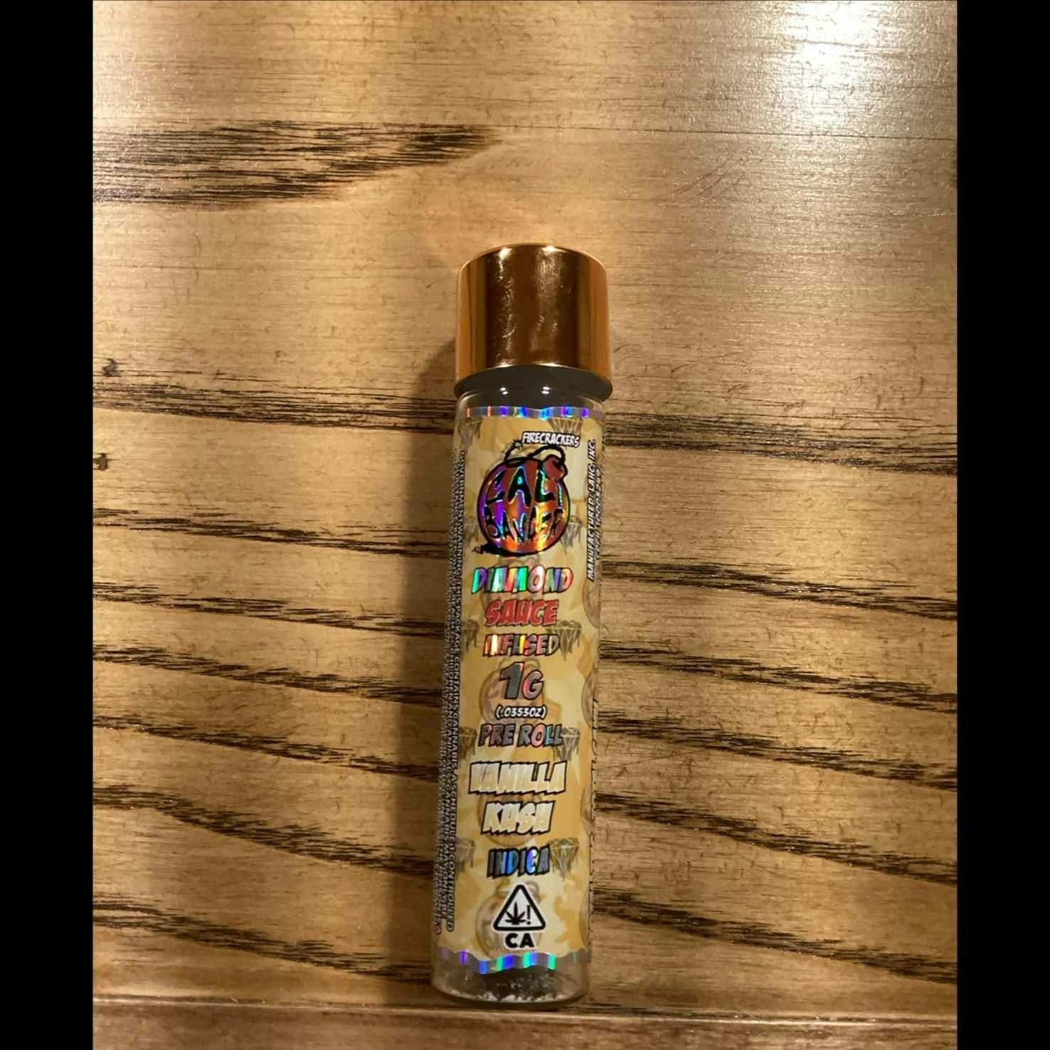 Photograph of product: Cali Banger - Vanilla Kush 1g Diamond Sauce Infused Single Preroll