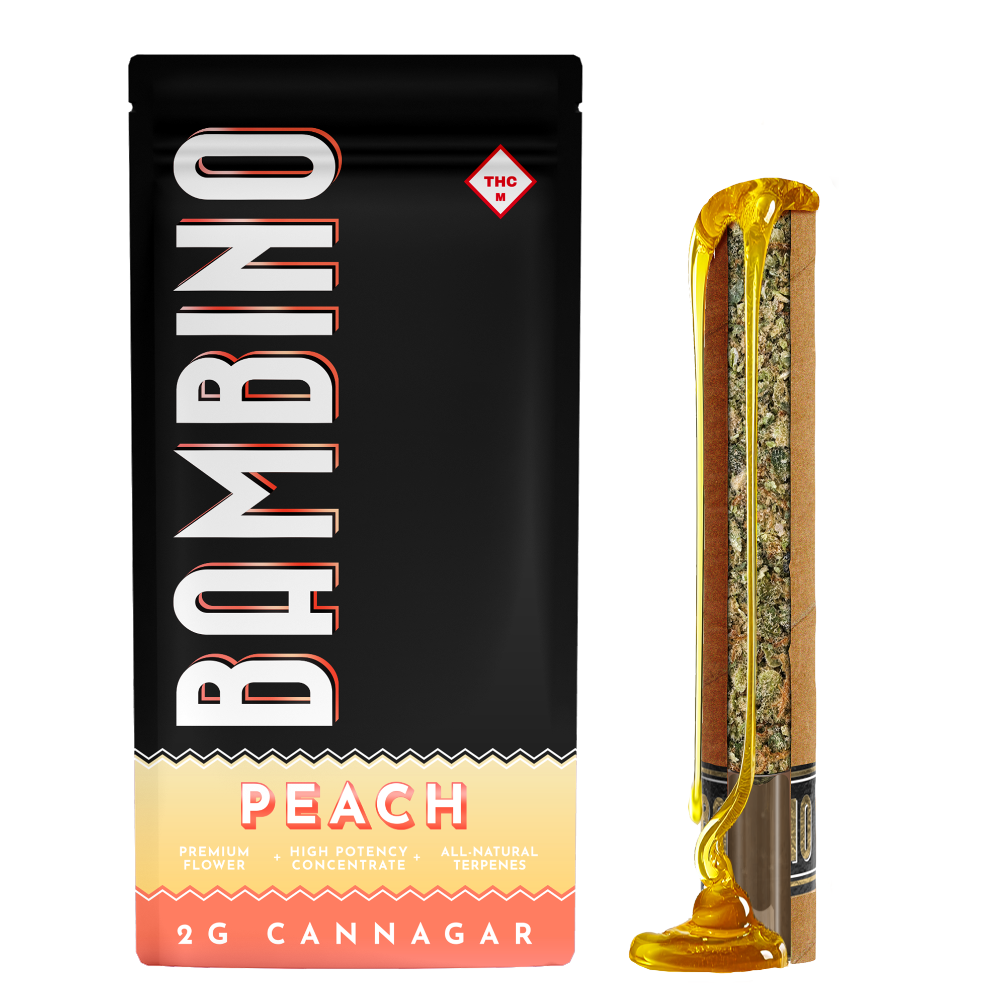 Photograph of product: BAMBINO - INFUSED BLUNT - 2G - PEACH - HYBRID