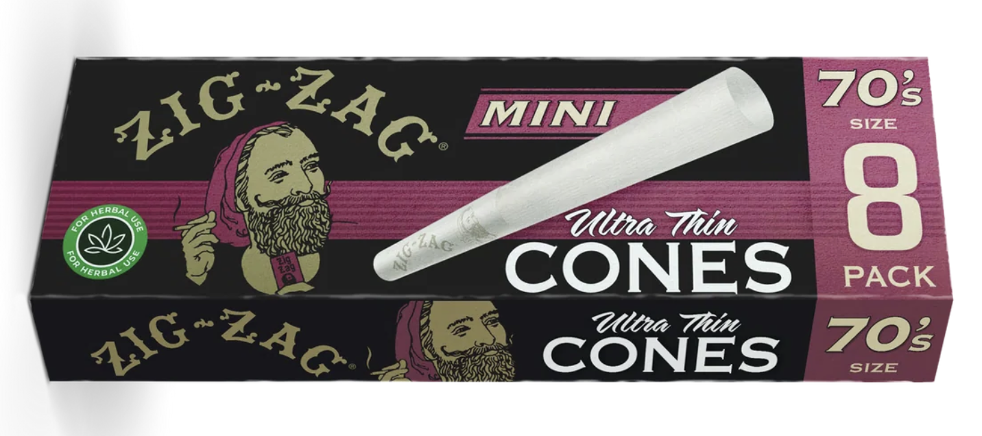 Photograph of product: Zig-Zag Ultra Thin 70's Mini Cones, 8-Pack