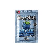 Photograph of product: Buzz Bites 100mg Blue Raspberry Calm Oui'd Gummy 10 Pack