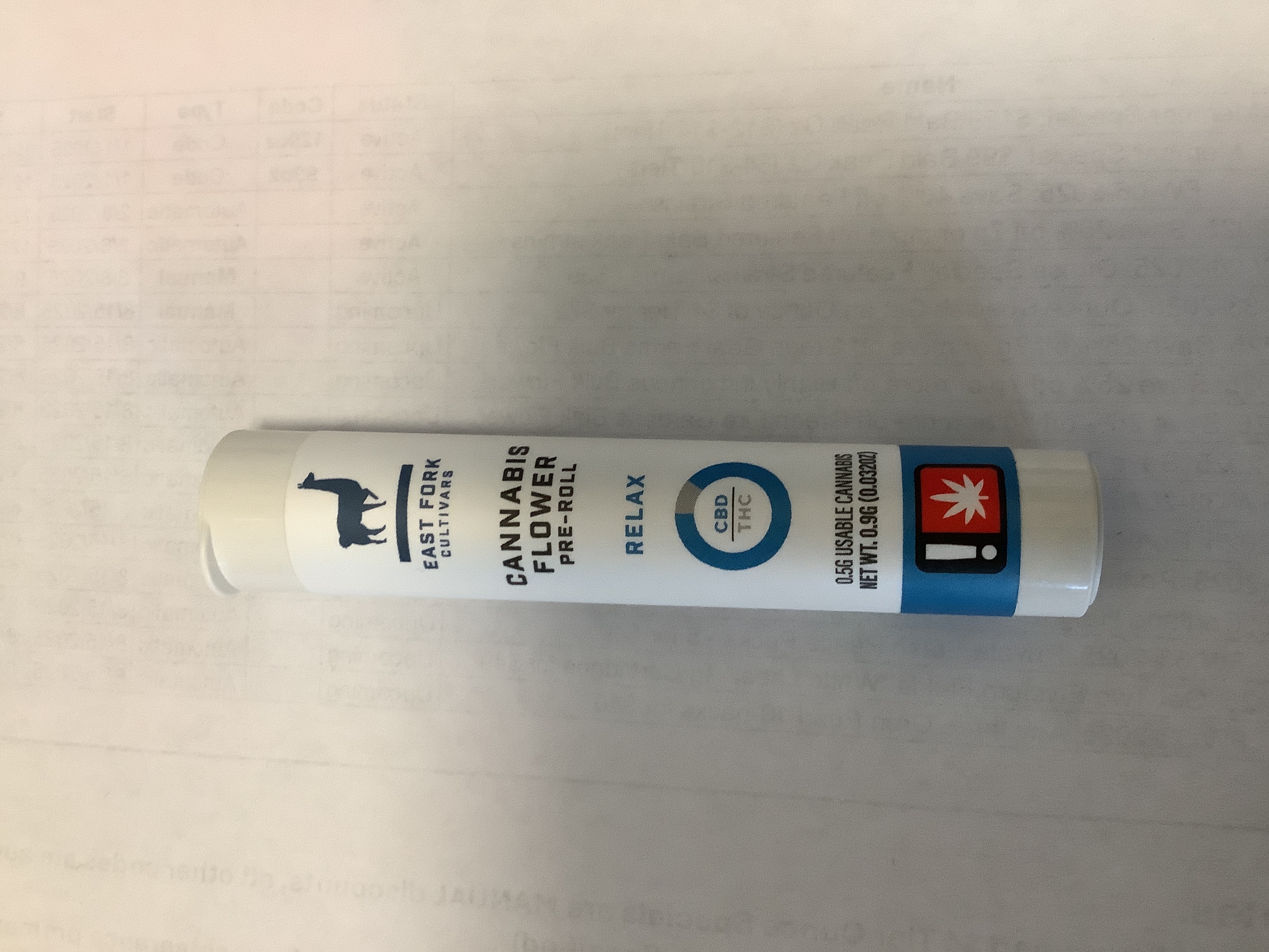Photograph of product: East Fork Cultivars | RELAX: WESLEY'S WISH Preroll | .5g