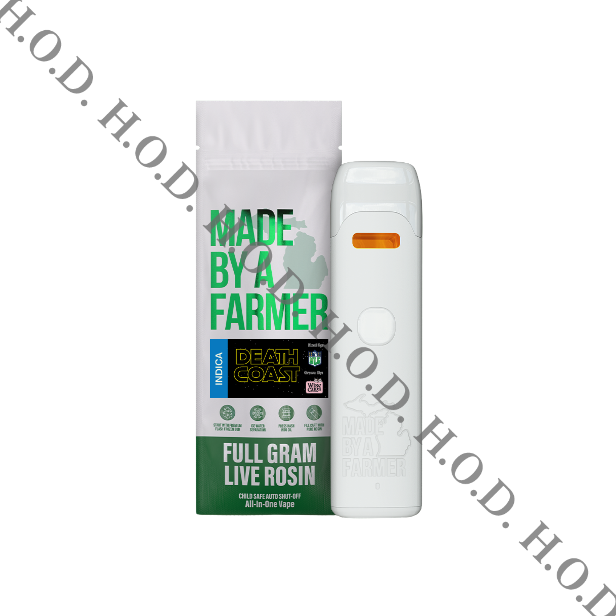 Photograph of product: Made By A Farmer Death Coast Live Rosin Disposable 1g