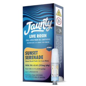 Photograph of product: Jaunty Live Rosin Sunset Serenade (H) 510 cart .5g