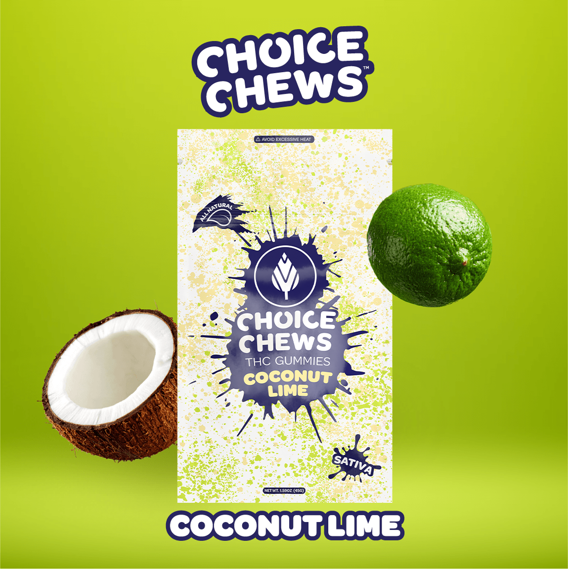 Photograph of product: Choice Chews | Coconut Lime Oui'd Gummies | 100mg