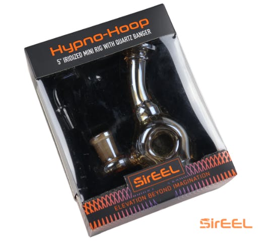 Photograph of product: 081 -  5" Iridized Hypno Hoop Mini Rig, 14mm Quartz Banger - Retail