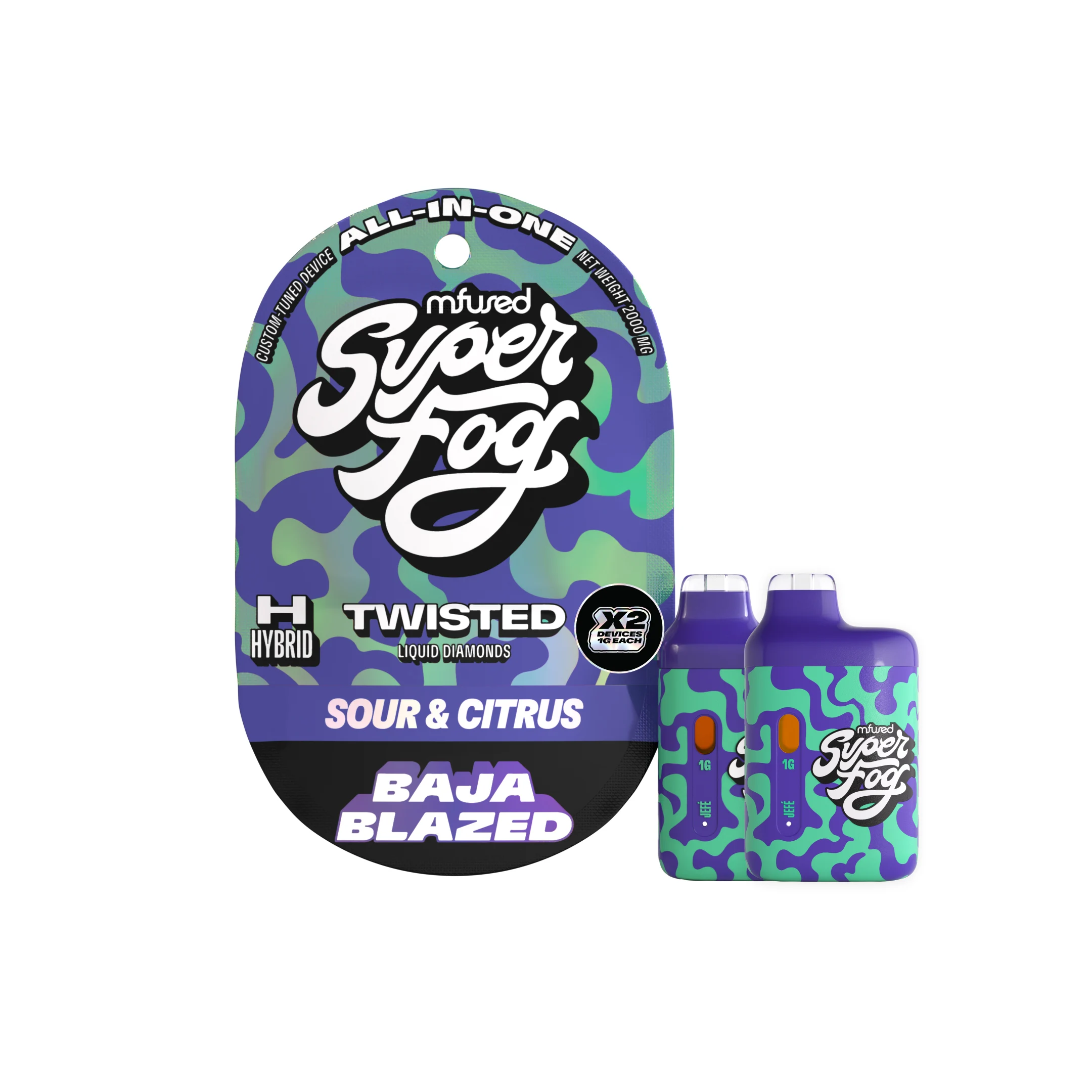 Photograph of product: SUPER FOG Baja Blazed 2pk 1g Disposable Vapes