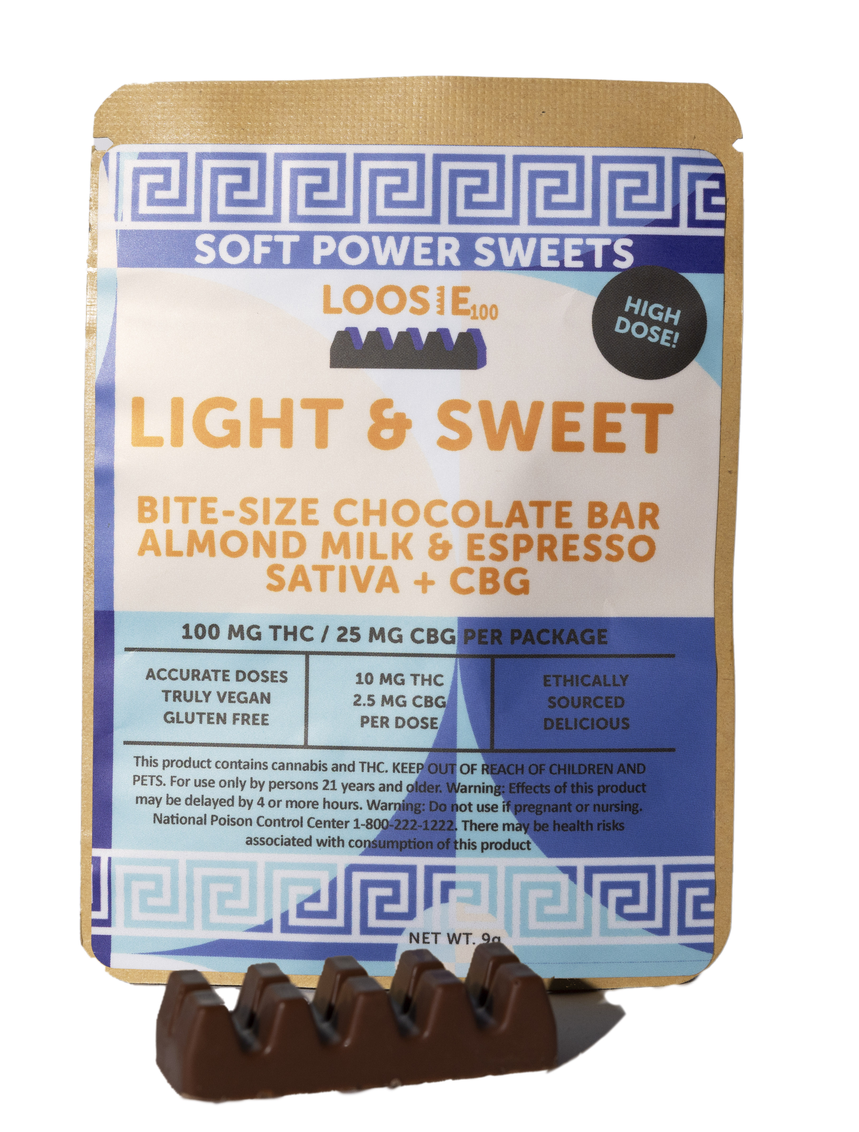 Photograph of product: Soft Power Sweets | Light And Sweet | Loosie | Espresso Milk Chocolate | 100mg
