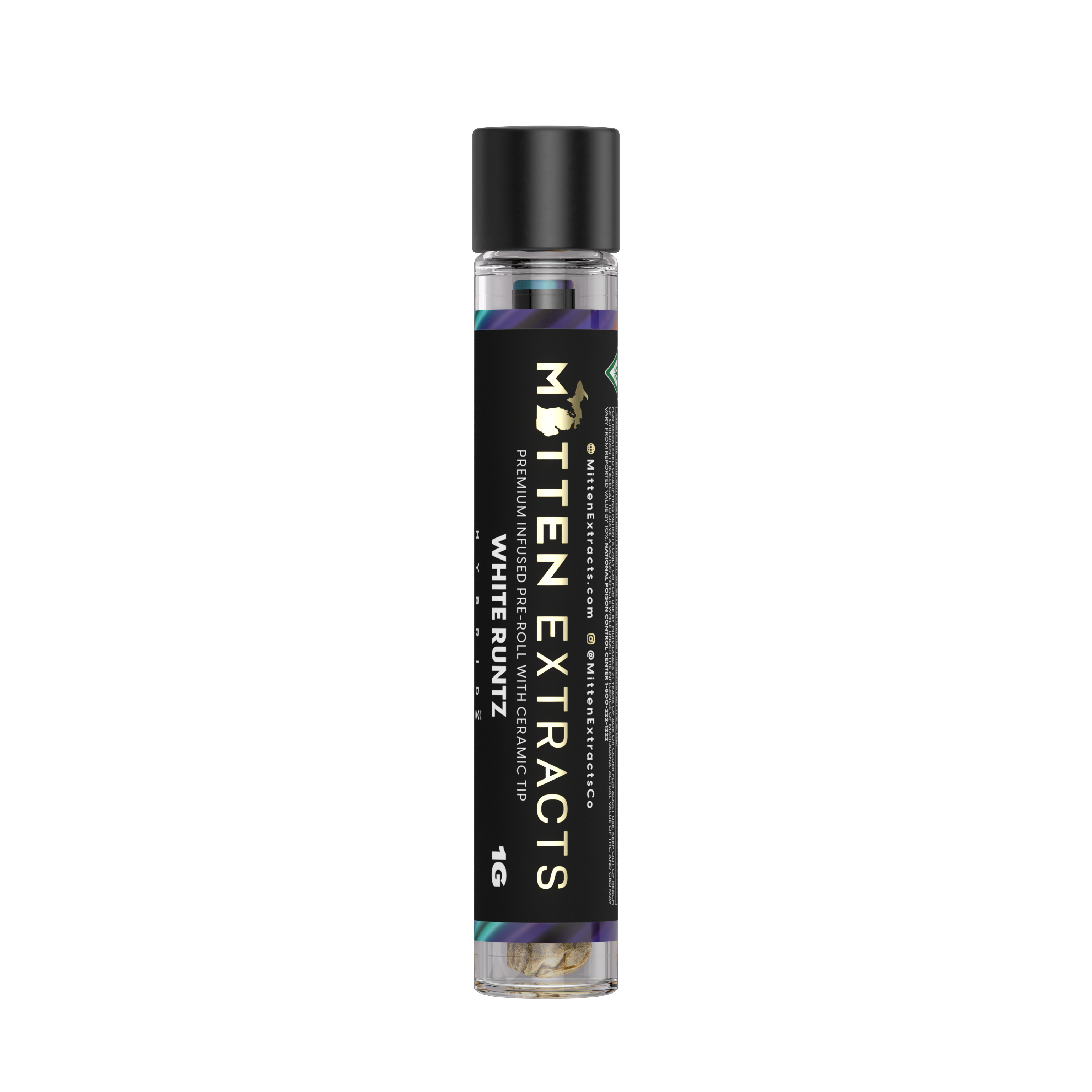 Photograph of product: Mitten Extracts - Infused Pre-roll 1g - White Runtz - Hybrid
