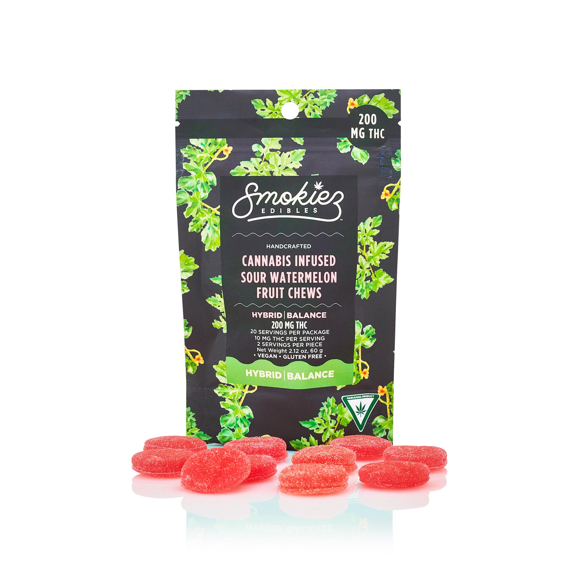 Photograph of product: Smokiez Edibles - 200mg Gummies - Sour Watermelon