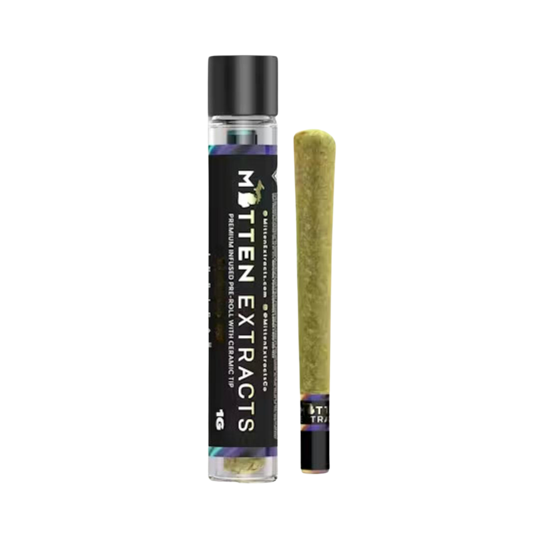 Photograph of product: Mitten Extracts - Infused Pre-Roll - White Runtz