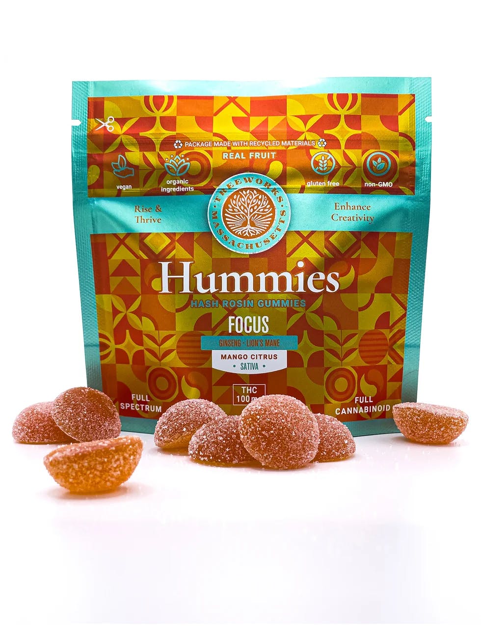 Photograph of product: Focus Mango Citrus Live au chocolat Rosin Gummies  | 100mg - Hummies
