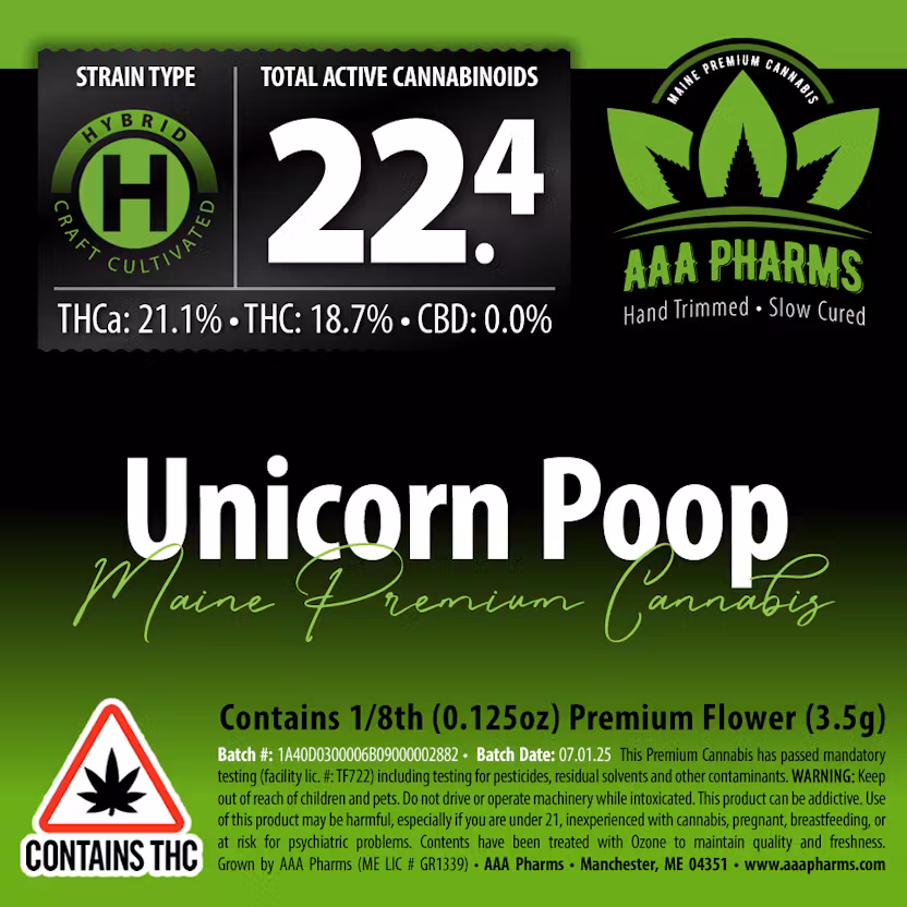 Photograph of product: AAA Pharms Unicorn Poop Pre-Roll
