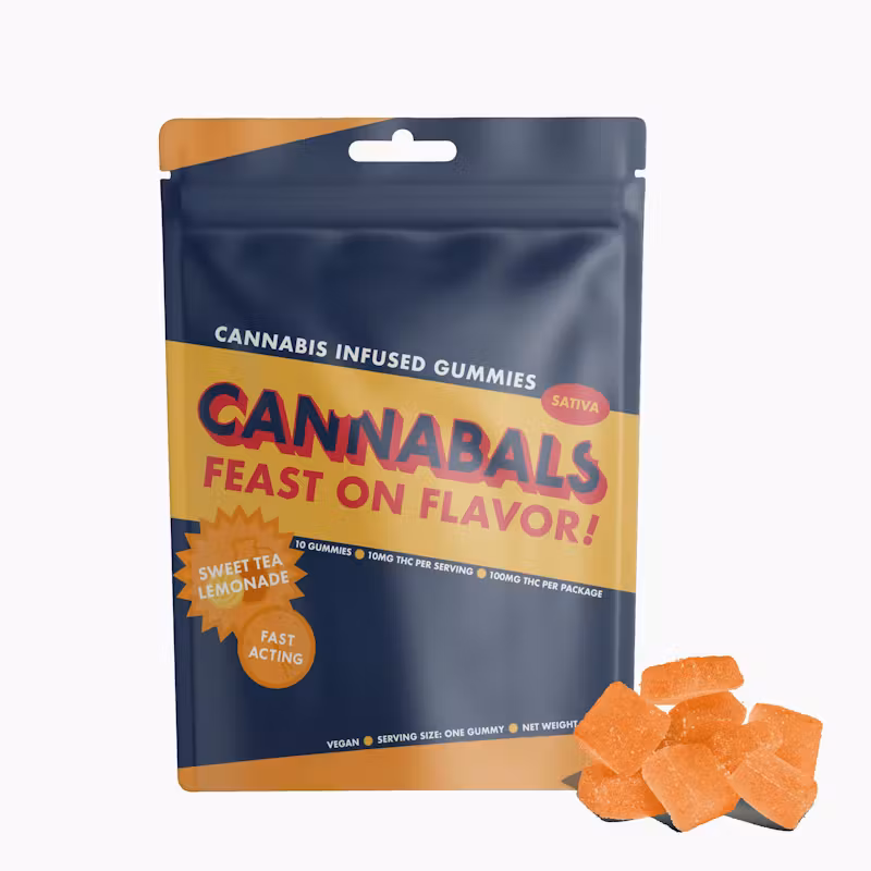Photograph of product: Cannabals Gummies | 10 count (10mg each) | Sweet Tea Lemonade