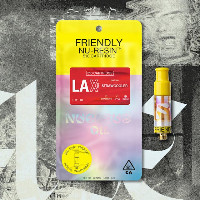Photograph of product: Strawcooler- Nucleus Cured Resin Cart 1g- Friendly Brand X LAX Packs - 