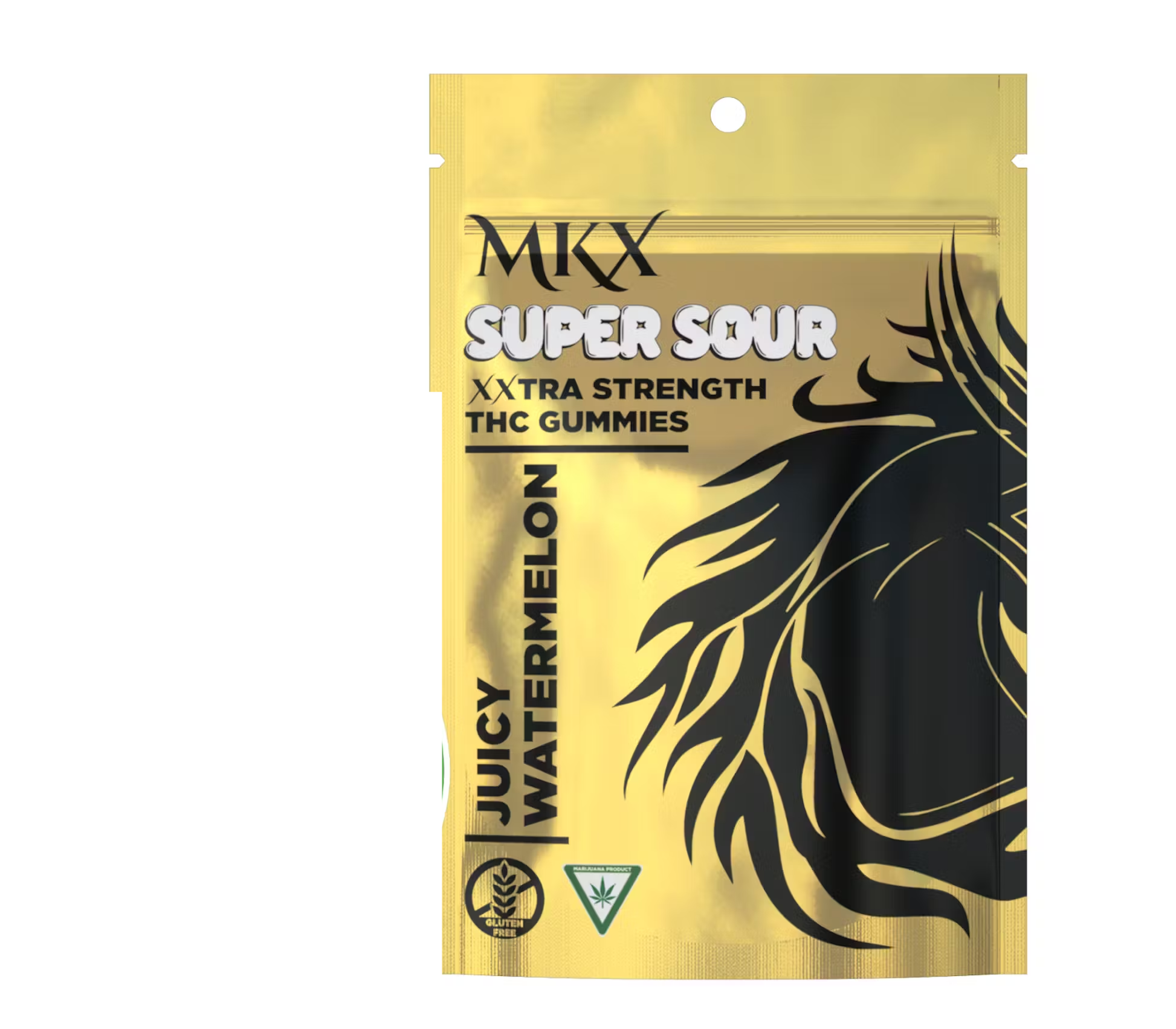 Photograph of product: Juicy Watermelon 200mg Super Sour Gummies by MKX