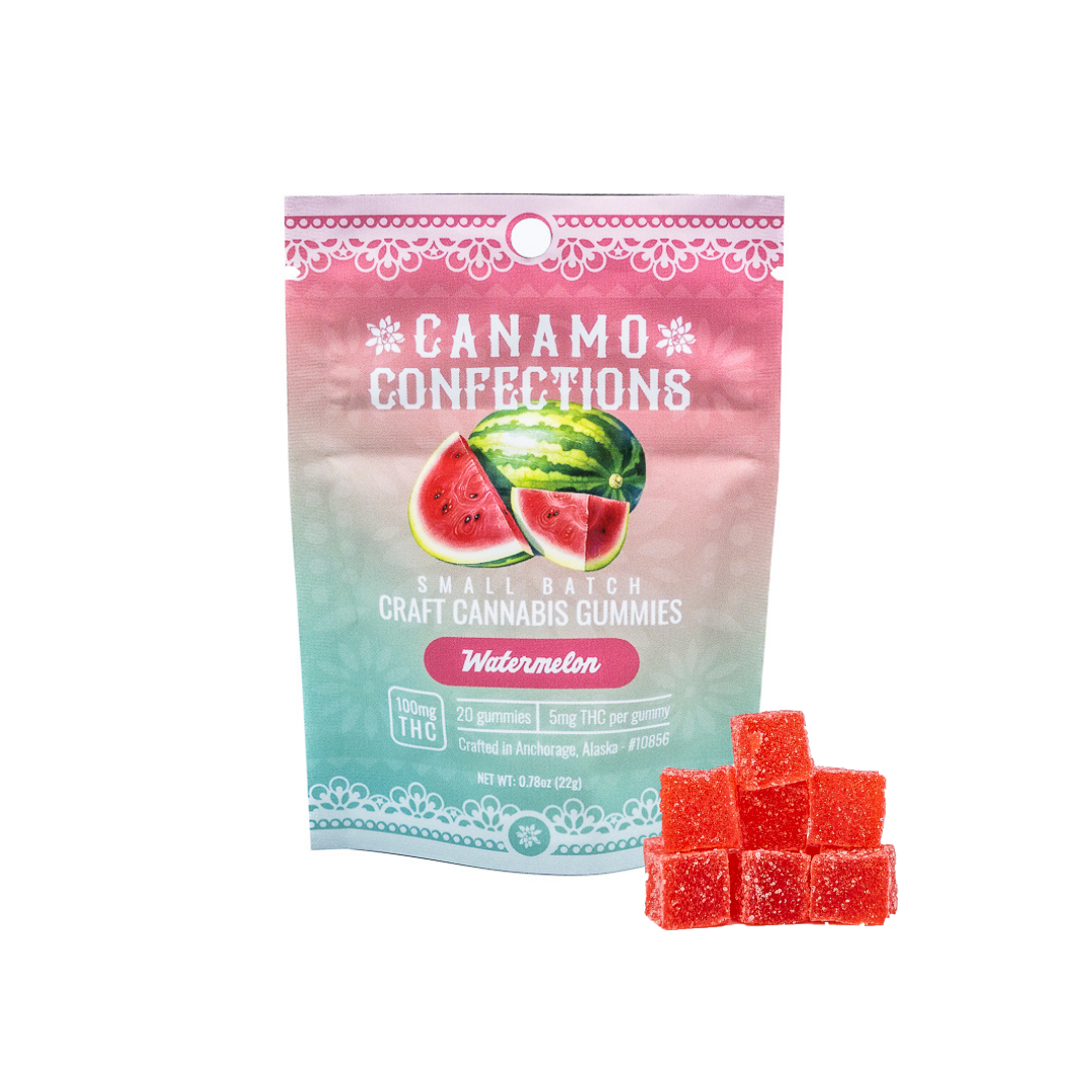 Photograph of product: Canamo Gummies - Watermelon 100mg, 20pk