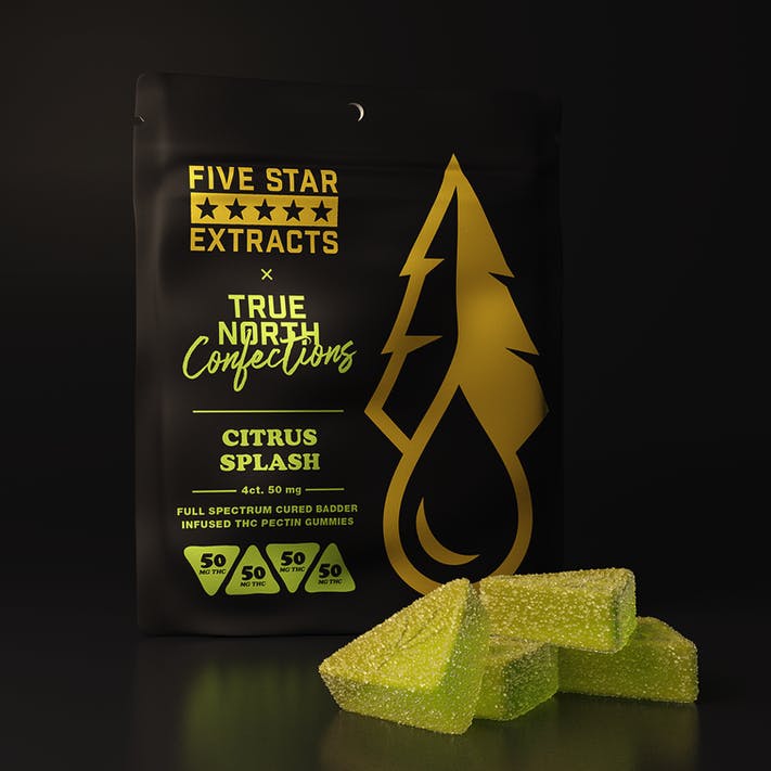 Photograph of product: Five Star x True North 200mg Full Spectrum Gummies - Citrus Splash 4 x 50mg