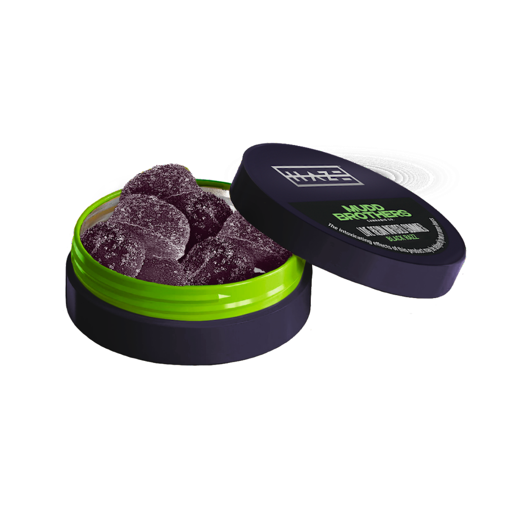 Photograph of product: Haze x Mudd Brothers - Black Razz Live Resin Gummies 100mg