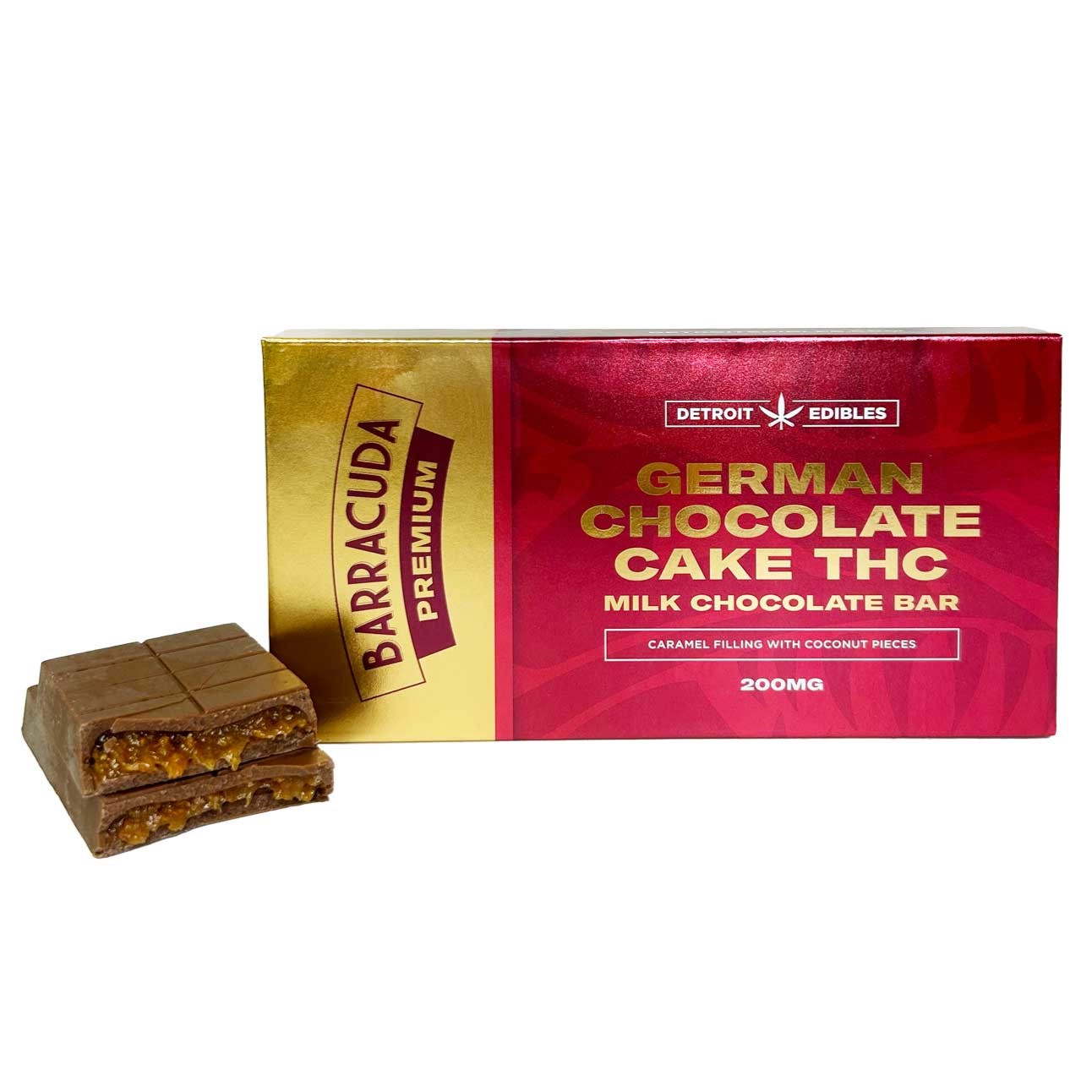 Photograph of product: Detroit Edibles German Chocolate Cake Barracuda Bar | 200mg