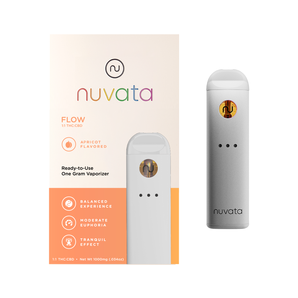 Photograph of product: NUVATA Apricot Flow 1:1 TH-oui:CBD 1g Disposable