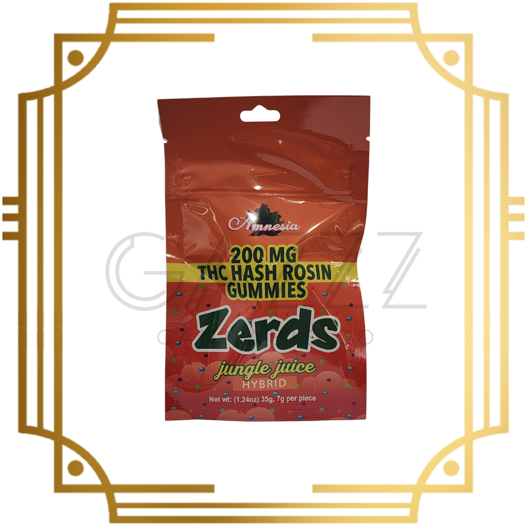 Photograph of product: Amnesia Zerds Jungle Juice au chocolat Rosin Gummies 200MG