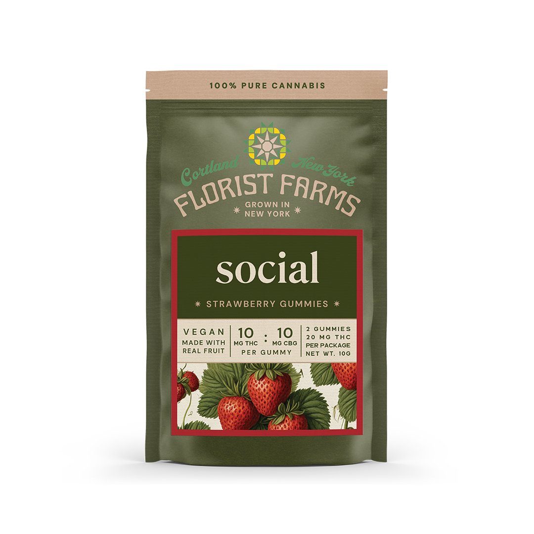 Photograph of product: Florist Farms - SOCIAL ( + CBG ) Strawberry Gummy  - 2pk 20mg