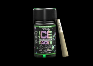 Photograph of product: Ice Packs Infused Purple Trainwreck Pre-Roll Pack 2.5g (0.5g ea | 5-Pack)