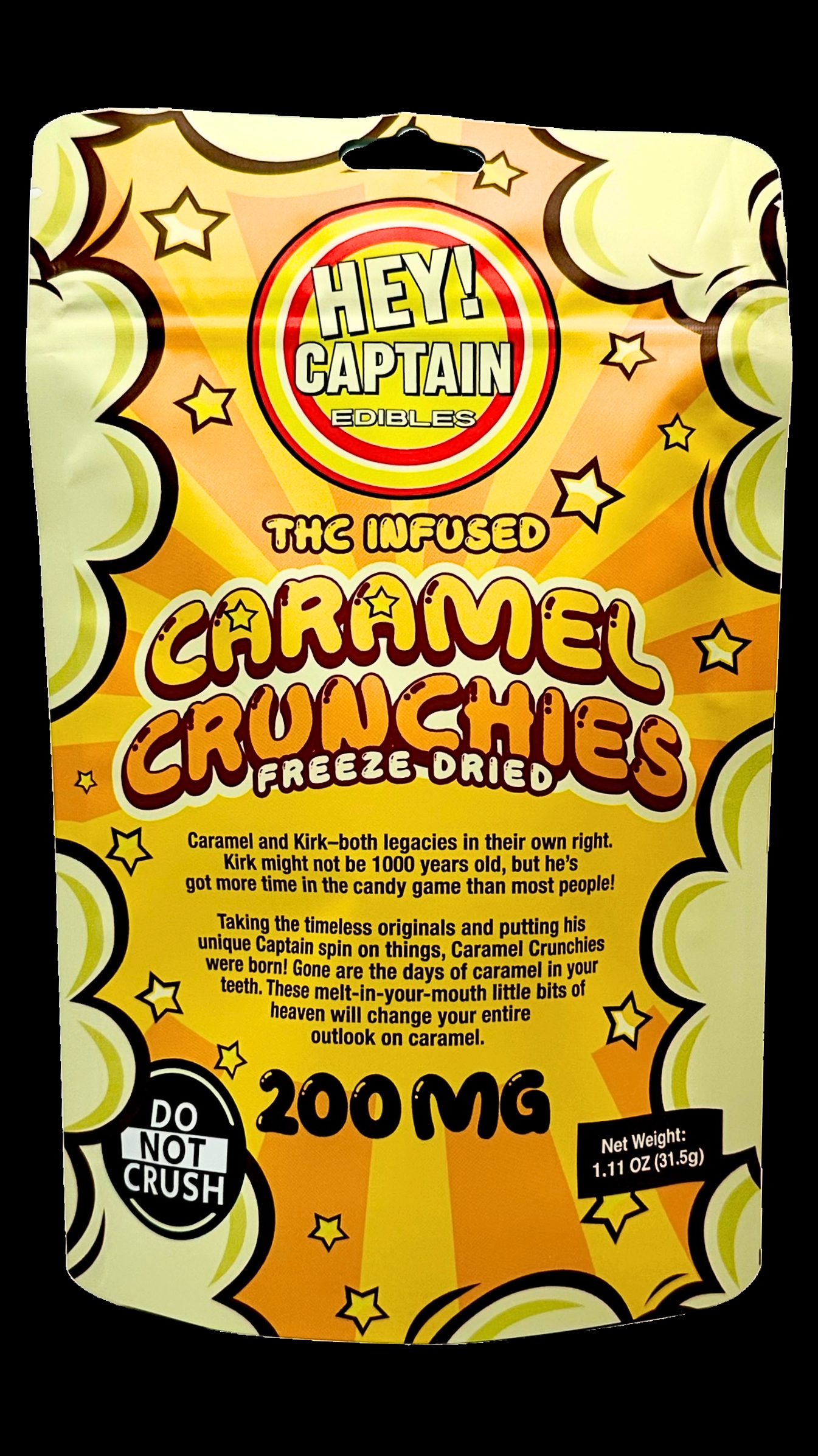 Photograph of product: Hey! Captain - Freeze Dried - 200mg - Caramel Crunchies