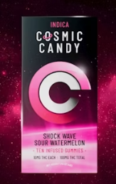 Photograph of product: Shock Wave Sour Watermelon Oui'd 10pk 100mg Gummies  Cosmic Candy W1-21