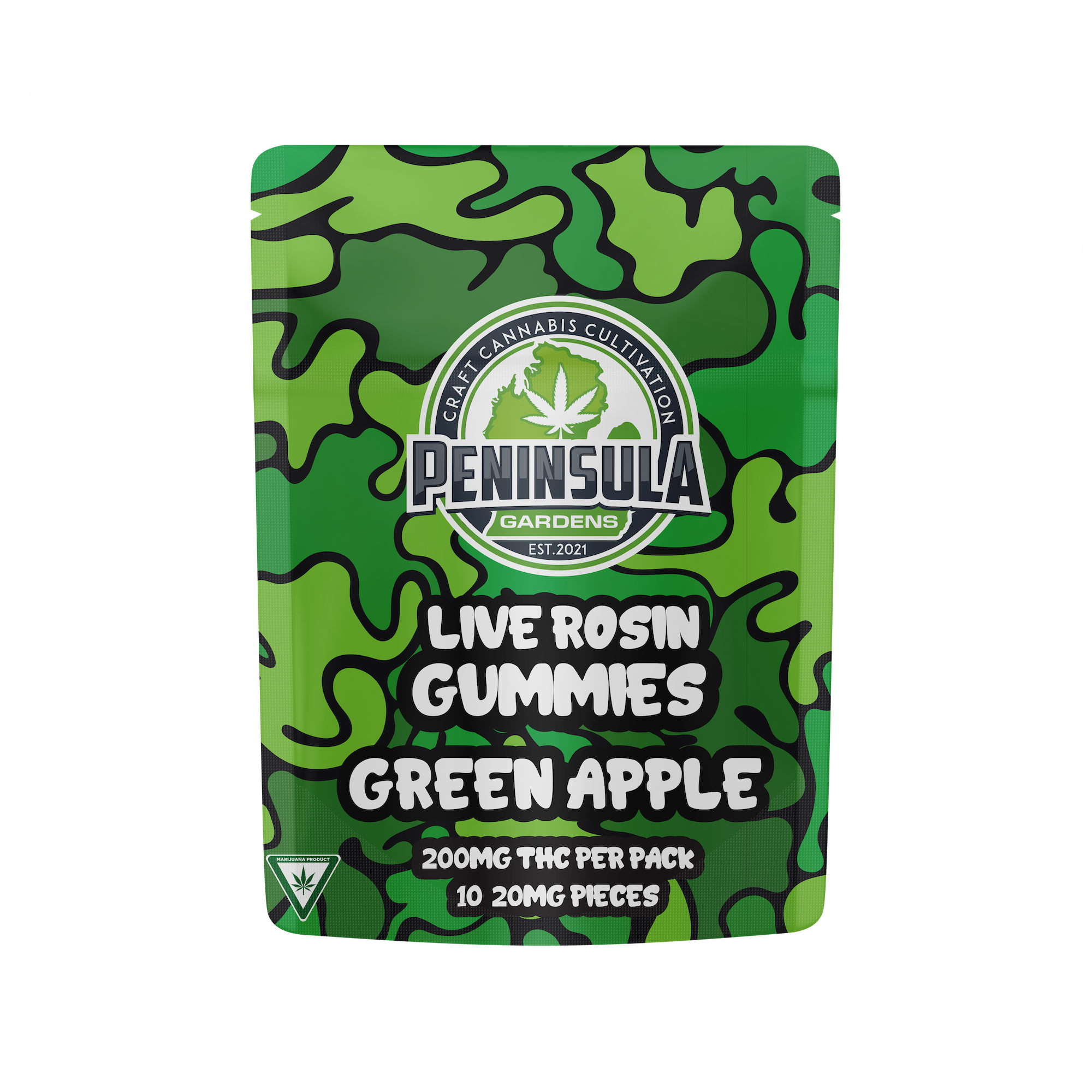 Photograph of product: Peninsula Garden | 200mg Rosin Gummies | Green Apple