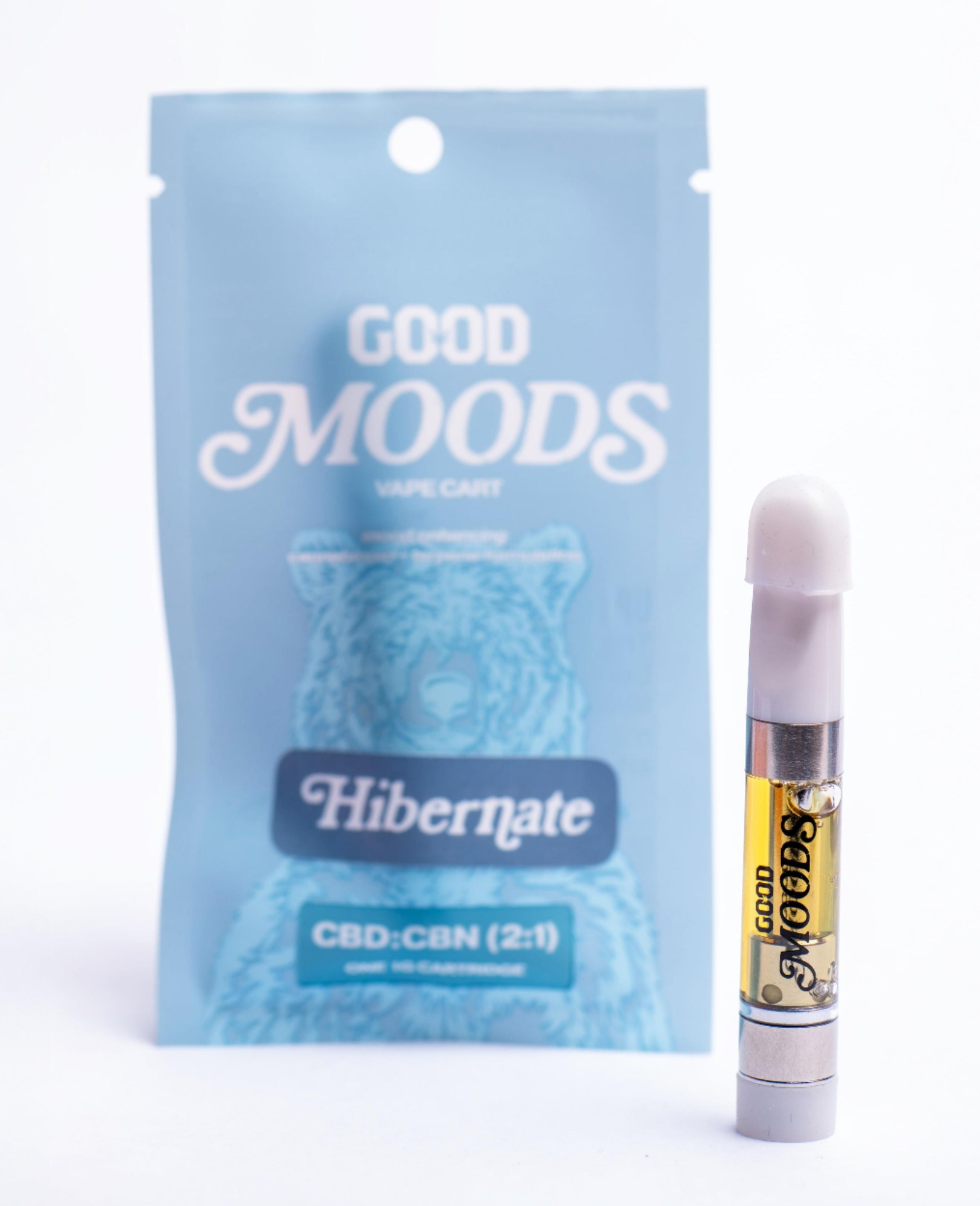 Photograph of product: Hibernate 2:1 CBD:CBN GOOD Moods TH-oui FREE 510 Thread Carts