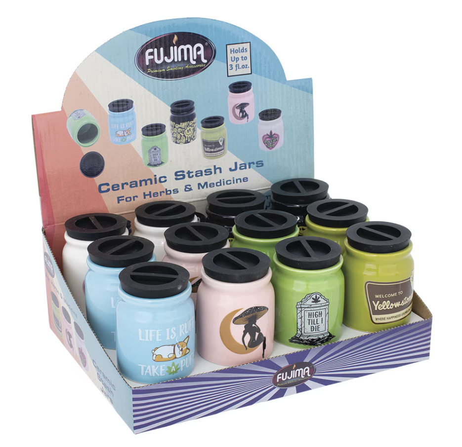Photograph of product: Fujima Cute 'n' Punny Ceramic Stash Jar 3fl oz