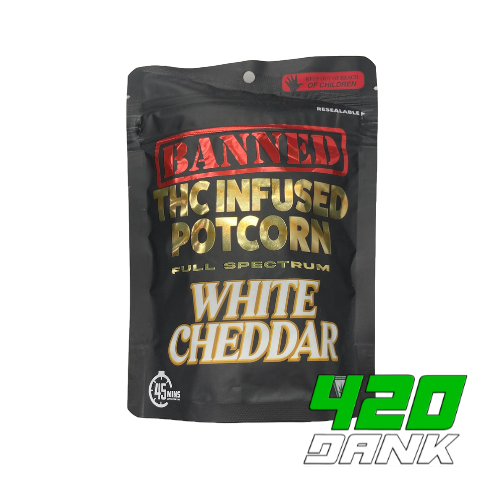 Photograph of product: Banned - 200mg Potcorn - White Cheddar