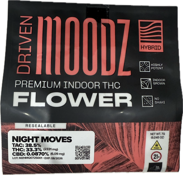Photograph of product: Moodz | Flower | Night Moves | 7g | Hybrid | 33.3% TH-oui