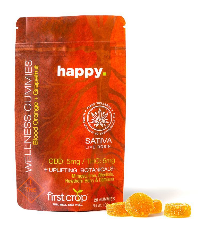 Photograph of product: FIRST CROP | Happy Gummies - 1:1 CBD/TH-oui | 100mg