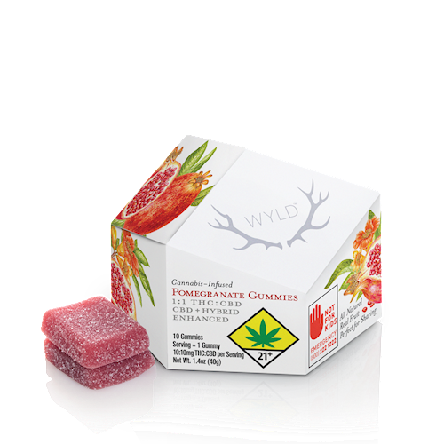 Photograph of product: Wyld | Pomegranate Gummies 1:1 | DOH | 100mg TH-oui 100mg CBD