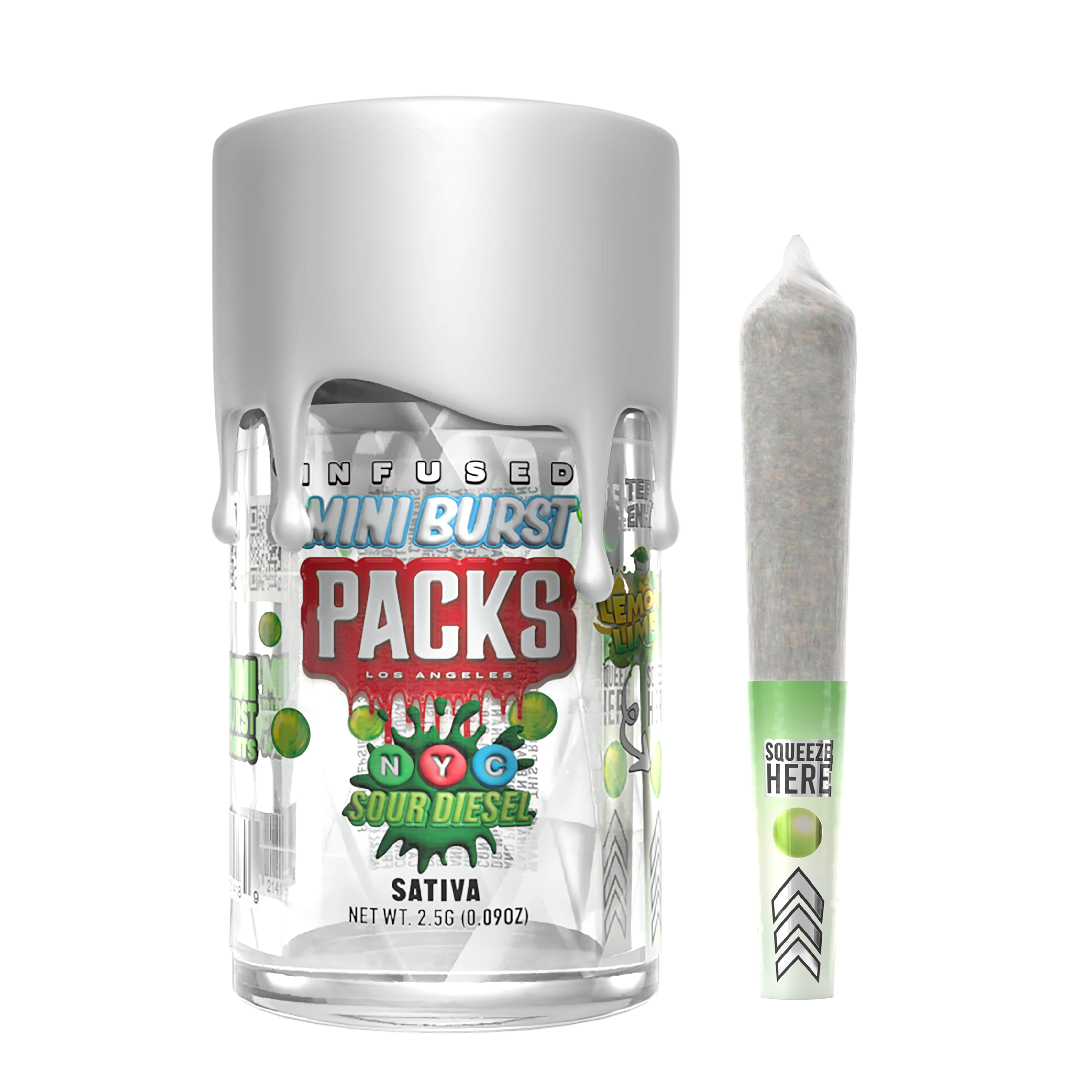 Photograph of Product: NYC SOUR DIESEL | Packs Mini Bursts - 5 Pack Infused Mini Joints | 2.5G