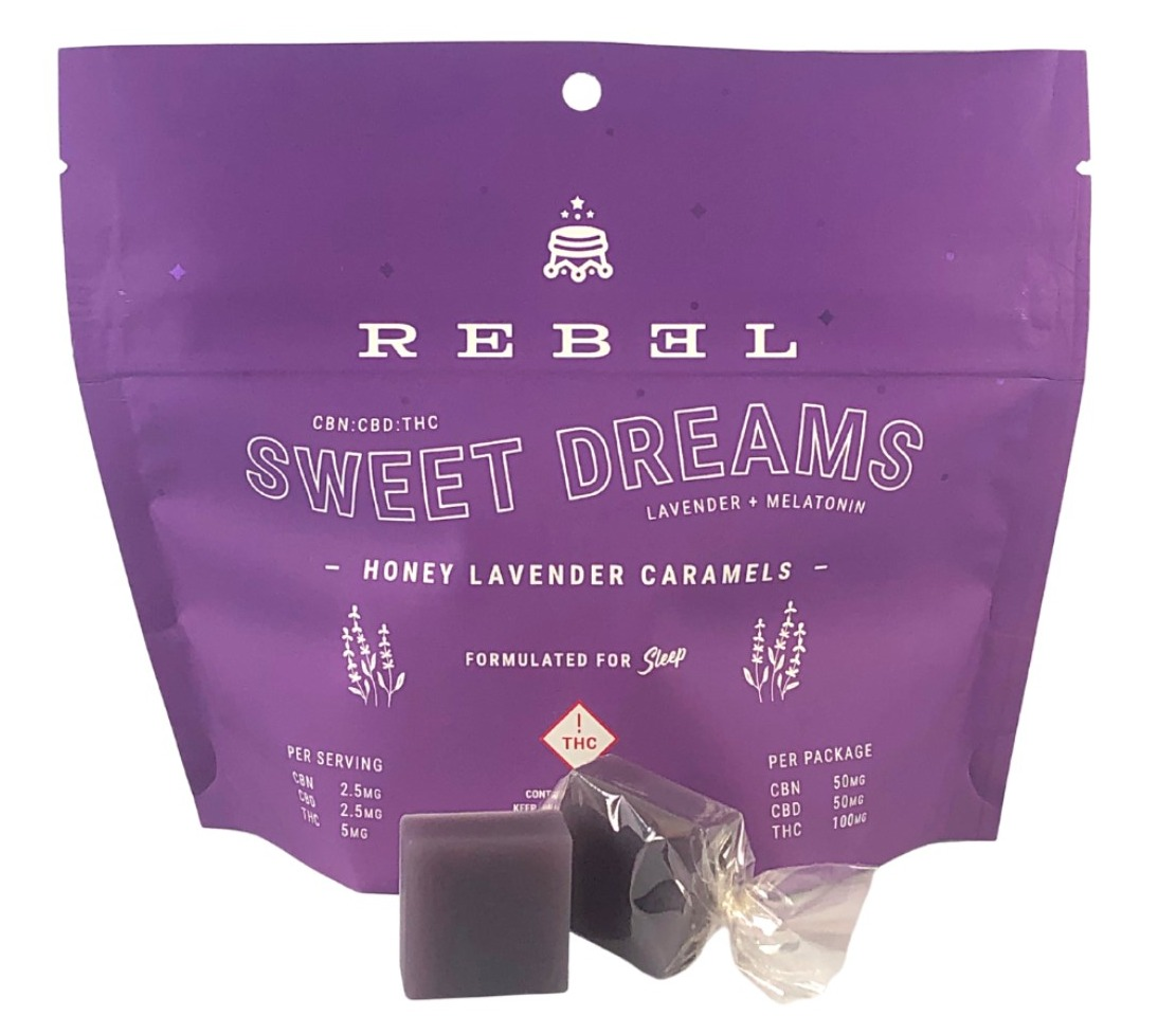 Photograph of product: Rebel Edibles Sweet Dreams Honey Lavender Caramels 100mg (H)