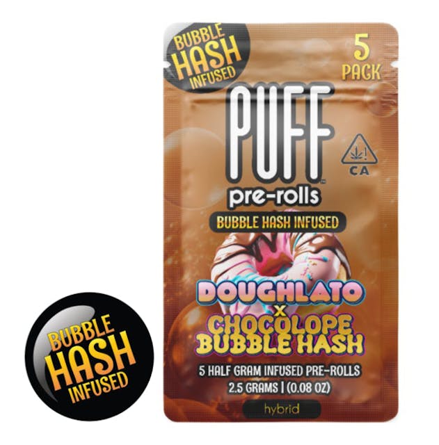 Photograph of product: Puff Bubble au chocolat Infused Pre Roll 5 Pack - Gush Mintz x Ice Cream Cake