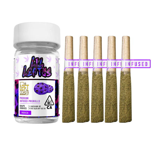 Photograph of product: Left Coast Extracts - Lil Leftys - Grape Cookies - 5pk Infused Joints