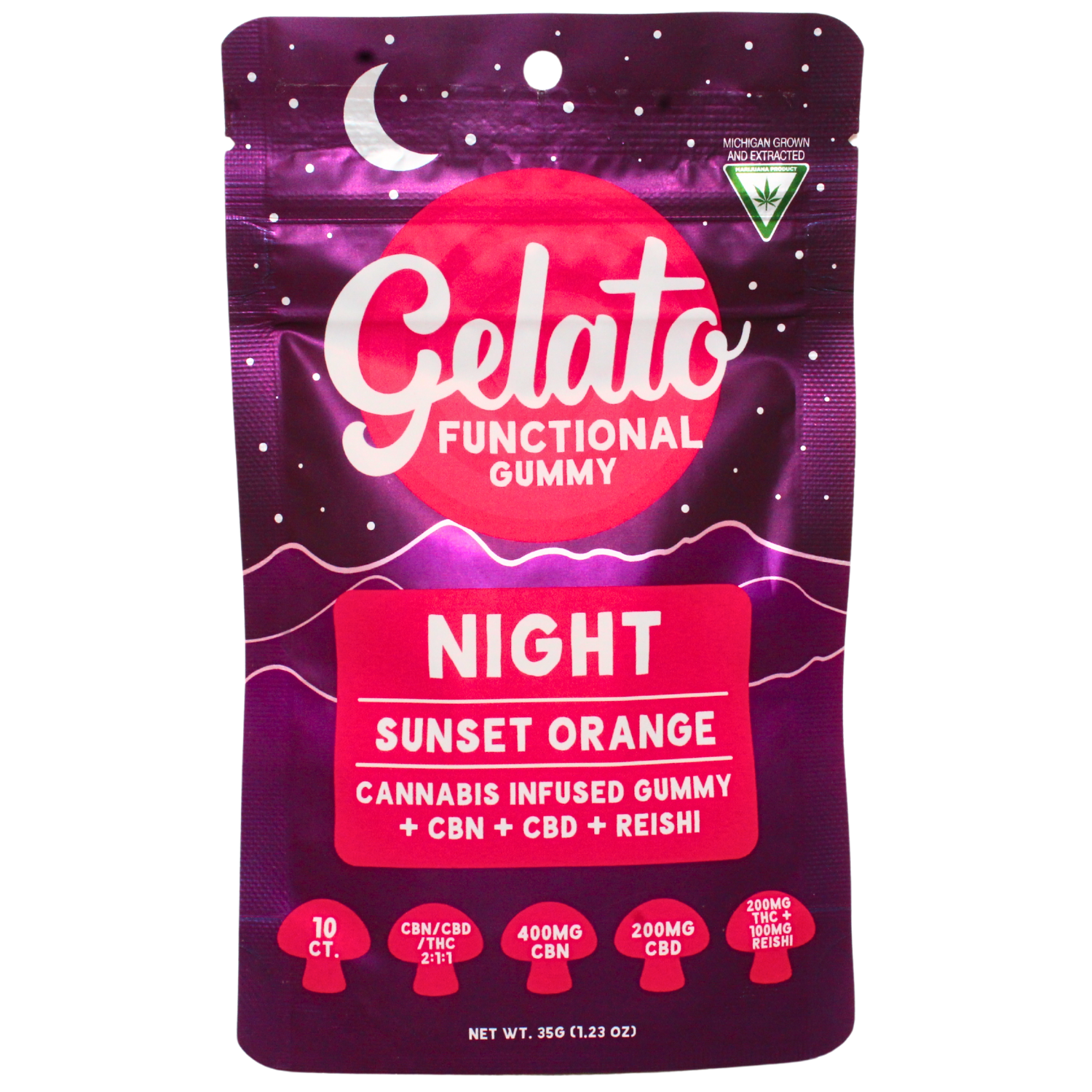 Photograph of product: GELATO SUNSET ORANGE 200MG NIGHT GUMMIES REC