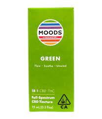 Photograph of product: Green 18:1 (High CBD) Moods Tincture (Unwind - Soothe & Flow) $29