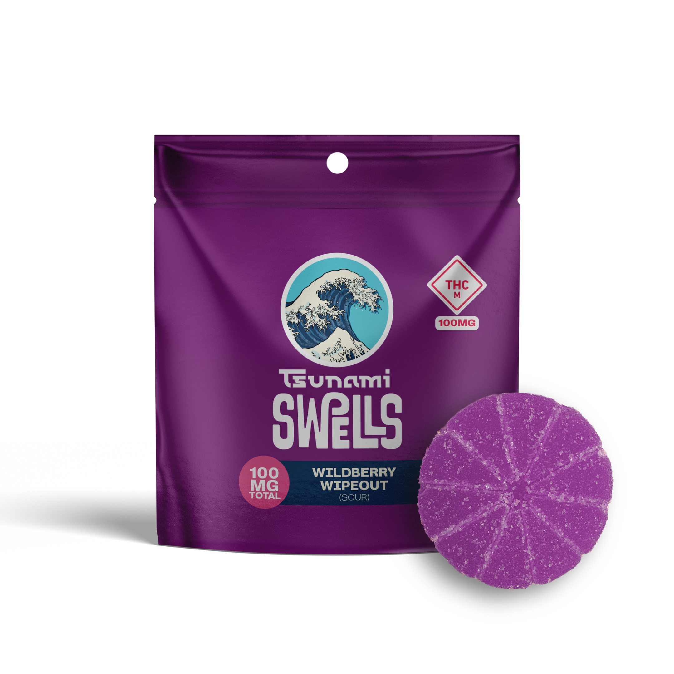Photograph of product: Tsunami Canna | Wildberry Wipeout Single Serve Gummy | 100mg