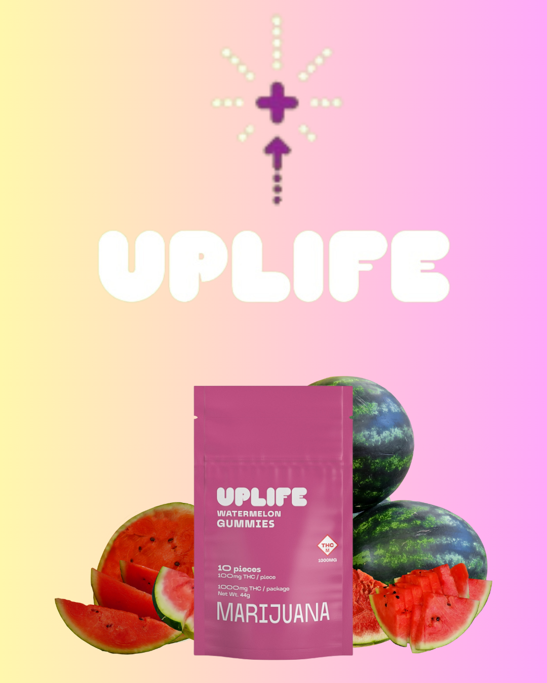Photograph of product: Uplife | Watermelon Gummies | 1000mg (10pk)