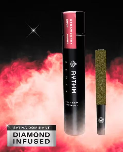 Photograph of product: Rythm | Strawberry Sour Diesel | Infused Pre-Roll | 1g