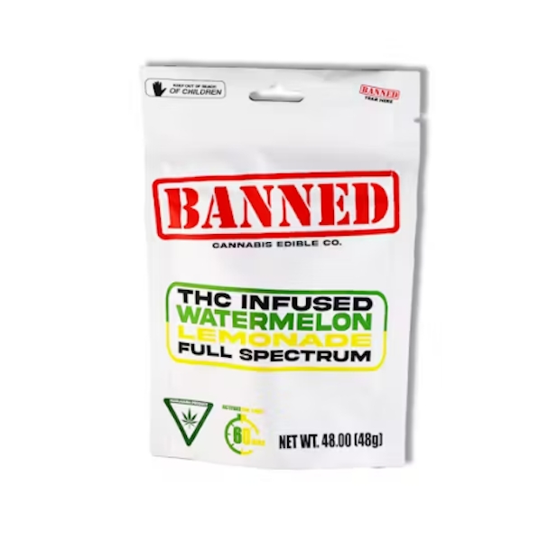 Photograph of product: BANNED | 200MG CLUSTERS GUMMIES 4P | WATERMELON LEMONADE