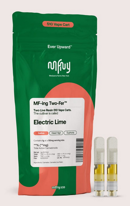 Photograph of Product: Electric Lime | 1g | Live Resin Vape Cartridge | 2 Pack each | Sativa Dominant | MFNY