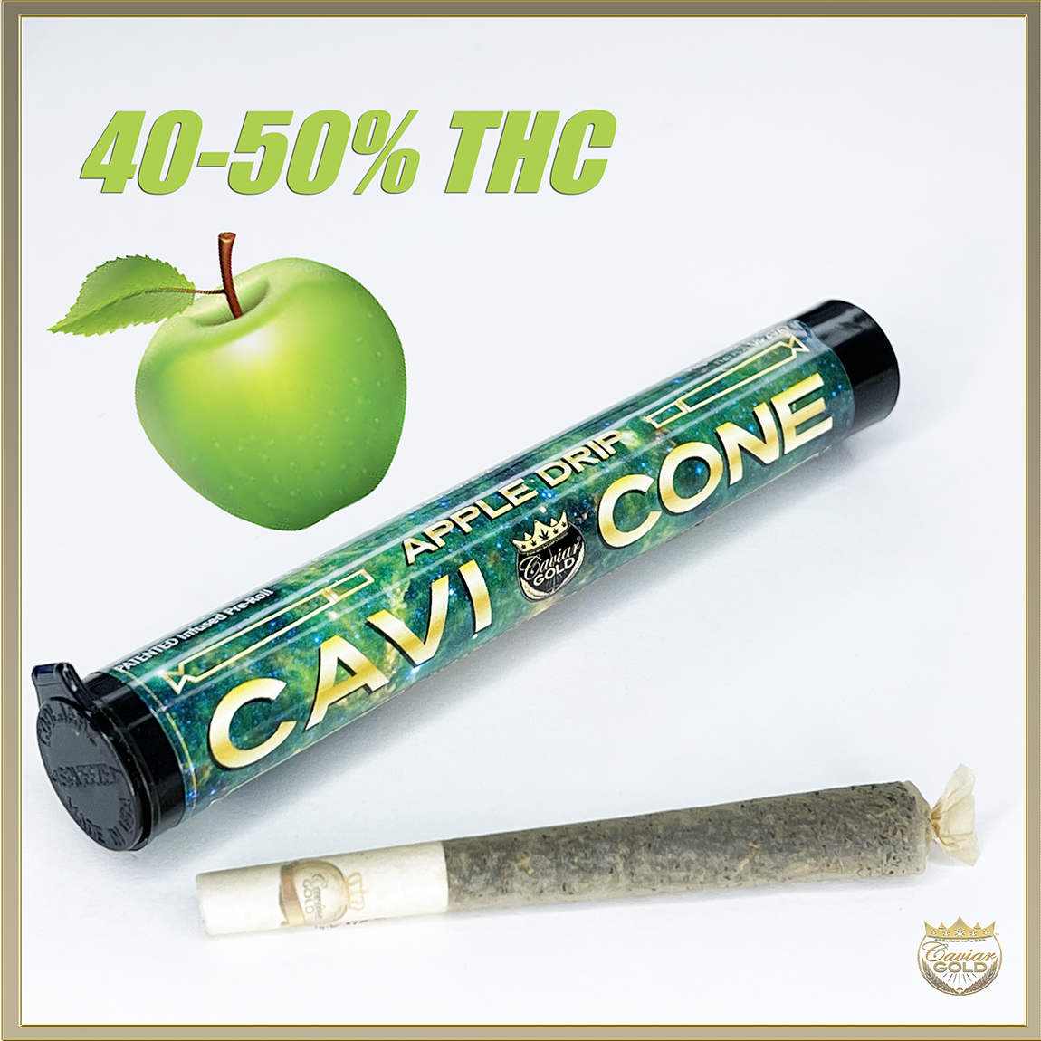 Photograph of product: Caviar Gold | Cavi Cone | Apple Drip | 1.3g
